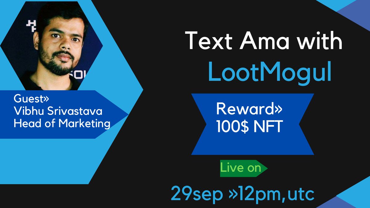 CRYPTOANALYZER0's tweet photo. ๐๏ธWe're pleased to announce our next #AMA with LootMogul on 29 September 2022 at 12 PM UTC
๐ฐRewards Pool: $100 NFT
๐ Venue : https://t.co/6EoC4WLh6Q
ใฝ๏ธRules:
1โฃ Follow: @CRYPTOANALYZER0 & @LootMogul
2โฃ Must Like, RT & Comment Your Unlimited Questions & Tag 3 Friends https://t.co/ot66rw4X0o