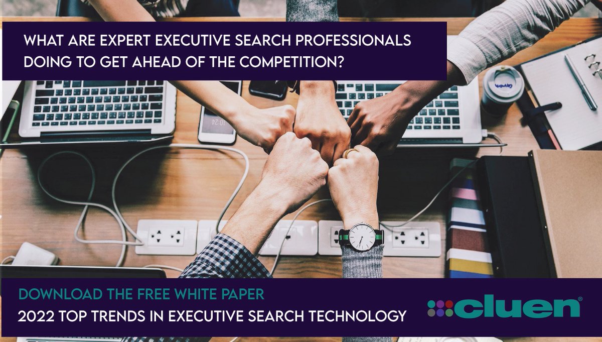 Cluen's latest white paper details the 2022 Top Trends in Executive Search Technology. Don't miss out on positioning yourself and your firm ahead of the curve. Download it free here: cluen.com/white-paper #executivesearch #recruitingsoftware #industrytrends #recruiters