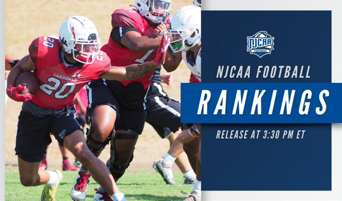 🏈 A wild week has come and gone, and now the #NJCAAFootball rankings are here as the dust settles.

Tune in at 3:30 PM ET to see who sits on top!