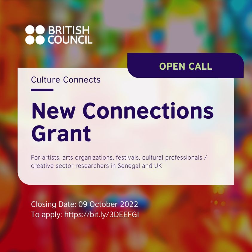 UKinSenegal's tweet photo. 📢 Appel à candidature pour une subvention allant jusqu'à 3 Millions de FCFA ouvert aux artistes, organisations artistiques, festival, professionnels/chercheurs du secteur créatif du 🇸🇳 et du 🇬🇧.

Pour postuler https://t.co/lSN4WcvqFo
Date limite: 09 Octobre 2022, 23:59 GMT. https://t.co/s6e8HREjDK