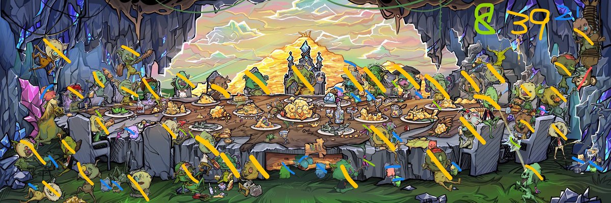 To prove that I counted seriously: 
- goblin 39
- grumpl 21
- ape 1
- fairy 8
Party=39+42+3+32=116