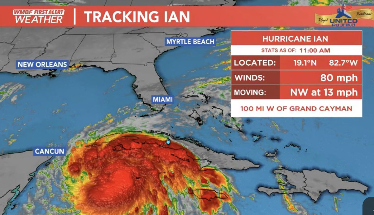 wmbfnews's tweet photo. HURRICANE IAN UPDATE: The latest update now has all of South Carolina in the "cone of uncertainty," which shows all areas potentially impacted by the storm >> https://t.co/eFwxBNzAar https://t.co/GAQzo5EJTI