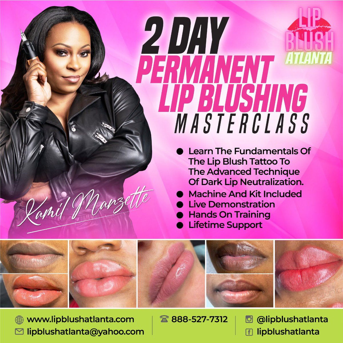 KamilMarzette's tweet photo. I’m teaching a class on the art of #lipblushing #lipblushtattoo #darklipneutralization #darklips #lipneutralization #lipsatlanta #lipblushatlanta https://t.co/J16GzSBx30