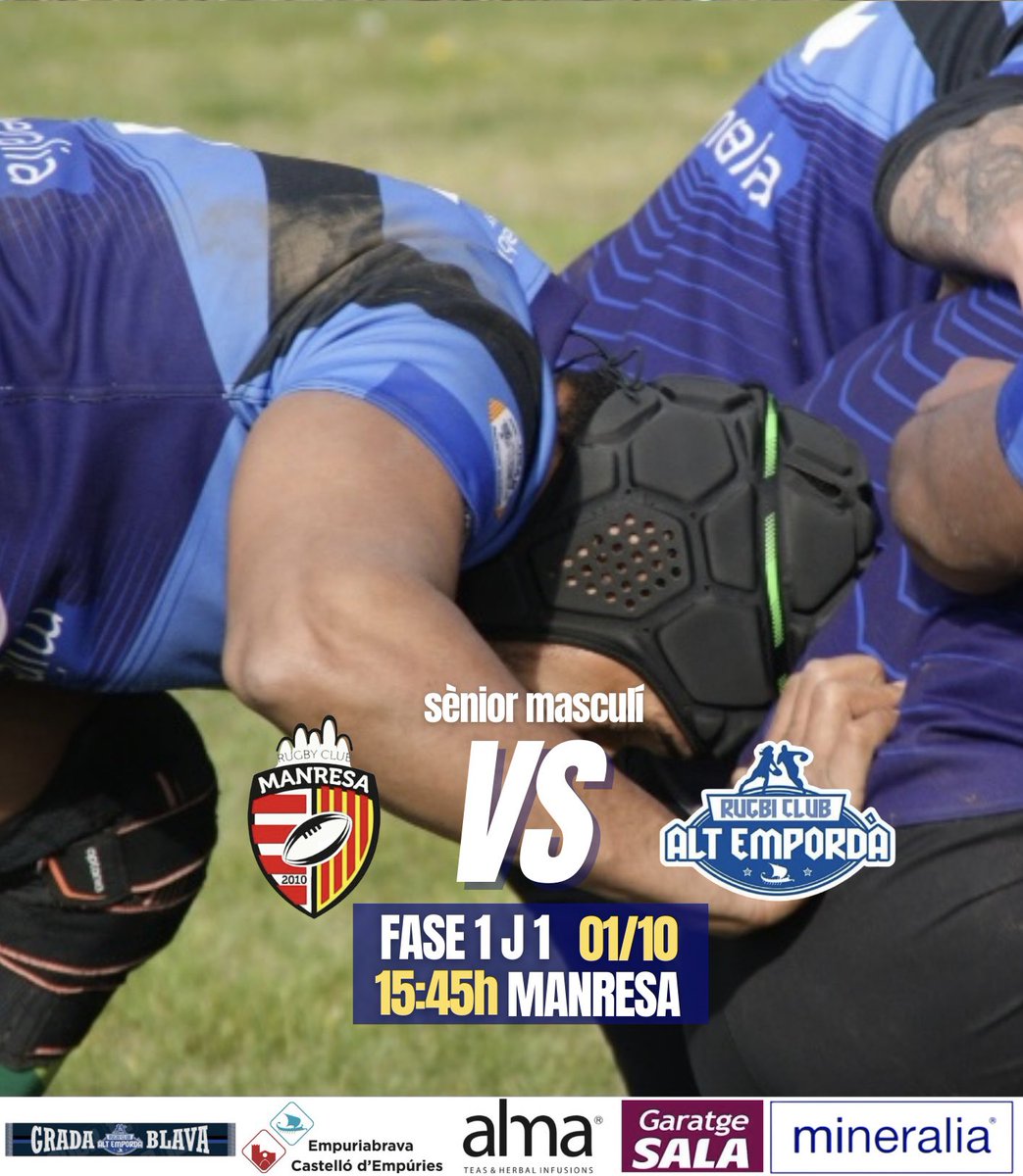 COMENÇA LA TEMPORADA 
🗓02/10 ➡️15:45h
📍MANRESA
El sènior masculí jugarà la primera jornada de la lliga contra el @manresarugbyclub amb molta energia, cares noves i unes ganes boges de placar 💥

AMUNT ALT EMPORDÀ!
SUMA’T A LA GRADA BLAVA 💙🖤

#rugbi #rcaltemporda
#gradablava