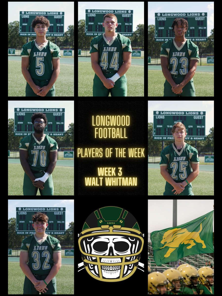 ☠️PLAYERS OF THE WEEK☠️

Offense: Caleib Corbett '24
Defense: Mason Hauser'23
Special Teams: Prince Mack '26
Hard Hat (OLine): Wallace Wilson '23
Hit Stick: Caleib Corbett '23
Lion of the Week: Nick Miltenberger '23
Scout Team: Jared Basar '23

#ROLLPRIDE