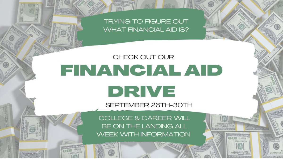 College and Career center will be on the  landing and in the Alex building all this week with information about Financial Aid! FAFSA opens this Saturday, Oct 1st. Mark your calendar for Thursday, October 6th when SGP will host FAFSA Night!
