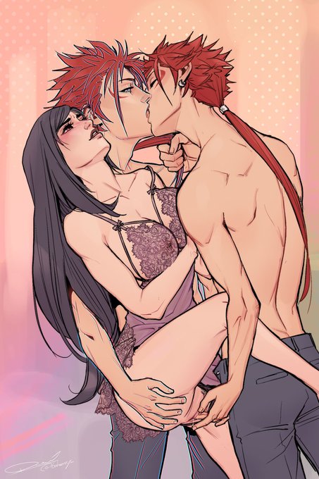 (Re)ReTi piece made for the naughty version of @FFVIIMultimania 🤭
Enjoy together with @BouncyMouse's steamy fic "Three's Company" 