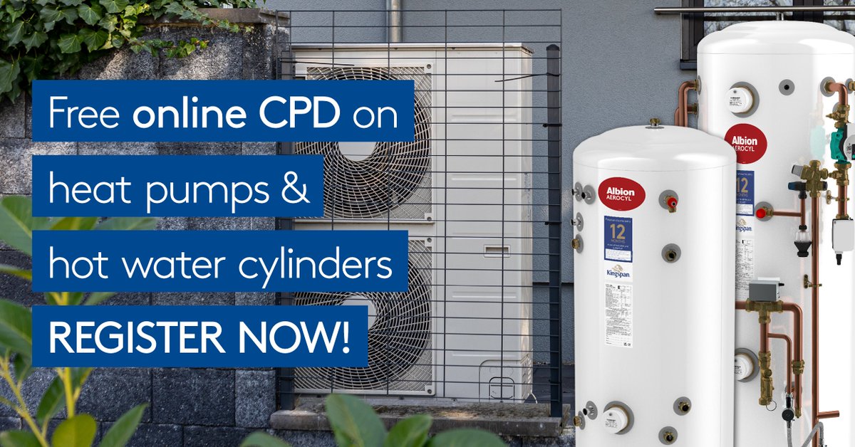 Don’t miss our free #CPD on #heatpumps &amp; hot water #cylinders and why they might be the future of our home #heating mix. Organised with <a href="/DCECPD/">DCE CPD</a> it'll take place on Tue 11th Oct and is a must if you design or specify domestic heating systems. 
Register at: cylinders.kwe.kingspan.com/cpd-11oct