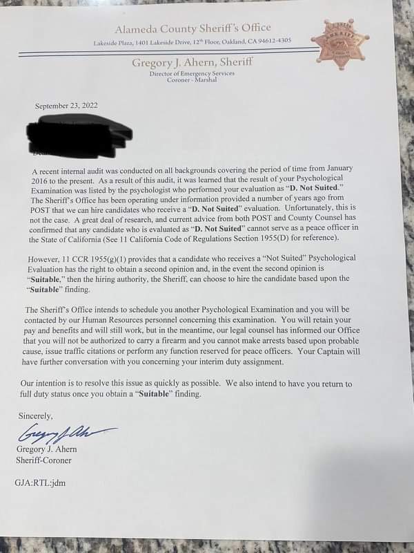 SCOOP: A total 47 Alameda County Sheriff's deputies were told on Friday that they were relieved of their law enforcement duties because they received "unsatisfactory" on psychological examinations dating back to 2016, KTVU has learned. bit.ly/3CbG32B