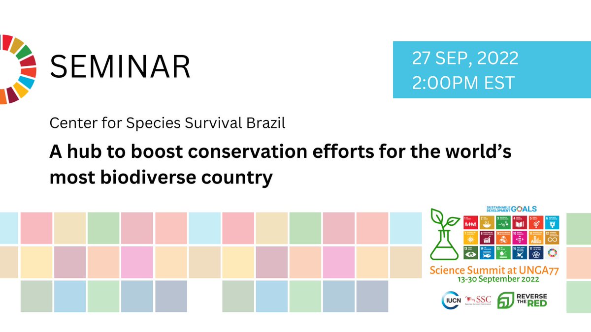 To boost global conservation efforts, <a href="/IUCNssc/">IUCN Species Survival Commission</a> is promoting partnerships to establish #Centers4SpeciesSurvival as part of the #ReversethRed movement. Brazil is 1 of 7 countries that has established a Center. Learn more at <a href="/SSUNGA_77/">UNGA77 Science Summit</a> 

🗓️ TOMORROW 💻 sched.co/19xPd