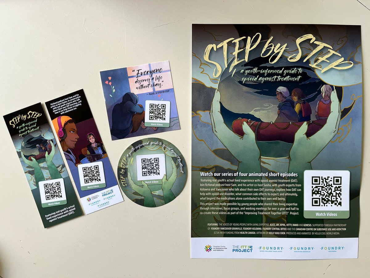 Bookmarks, stickers and movie posters arrived just in the nick of time! Excited to share these during a lighting presentation at <a href="/iaymh/">IAYMH</a> this week as part of the Improving Treatment Together Project <a href="/CCSACanada/">CCSA</a> <a href="/Foundrybc/">Foundry</a> #youthcodesign #youthengagement #OAT