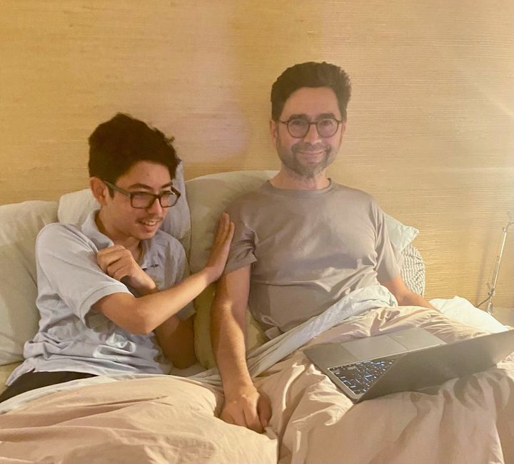 Waking up to good news! In October 2021 medicine laureate Ardem Patapoutian and his son Luca, woke up to discover that Ardem had become a Nobel Prize laureate for his work investigating how our bodies recognise touch. Who will wake up to good news this year? Photo: Nancy Hong