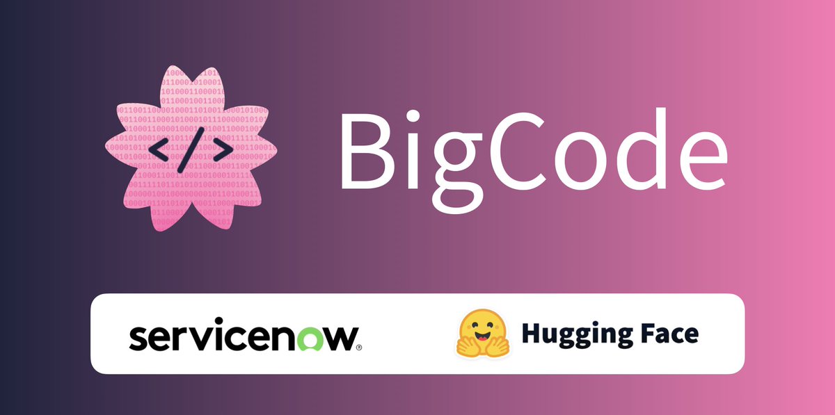 BigCode (@bigcodeproject) on Twitter photo print("Hello world! 🎉")
Excited to announce the BigCode project led by <a href="/ServiceNowRSRCH/">ServiceNow Research</a> and <a href="/huggingface/">Hugging Face</a>! In the spirit of BigScience we aim to develop large language models for code in an open and responsible way.
Join here: bigcode-project.org/docs/about/joi…
A thread with our goals🧵 print("Hello world! 🎉")
Excited to announce the BigCode project led by <a href="/ServiceNowRSRCH/">ServiceNow Research</a> and <a href="/huggingface/">Hugging Face</a>! In the spirit of BigScience we aim to develop large language models for code in an open and responsible way.
Join here: bigcode-project.org/docs/about/joi…
A thread with our goals🧵