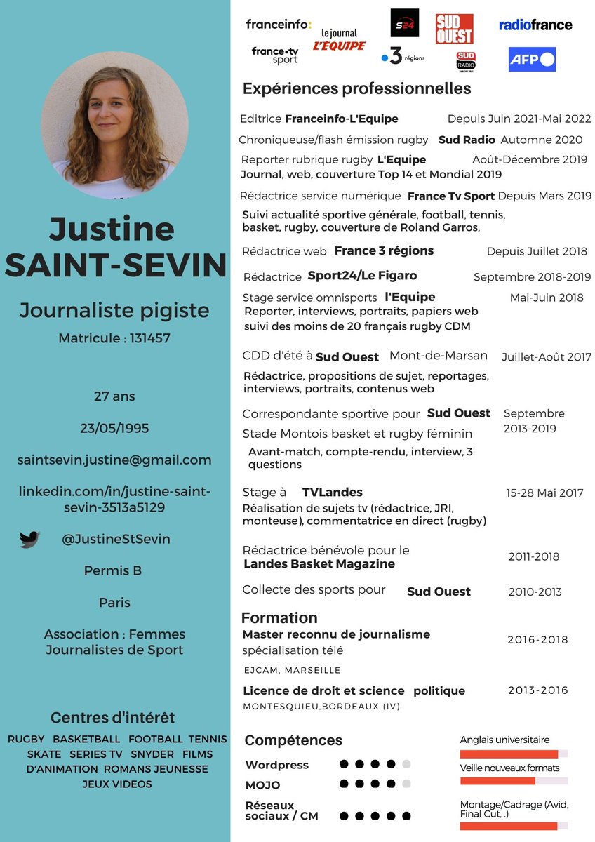 JustineStSevin's tweet photo. 🚨Hey la team, la vie de pigiste étant ce qu'elle est avec son lot d'instabilité et ses renouvellements chroniques,  me voilà avec un CV à jour pour proposer mes services à Paris, m'ouvrir à de nouveaux horizons et espérer éclaircir un peu les perspectives
RT et Like appréciés 🙏🏼 https://t.co/Sa50Kpe54l