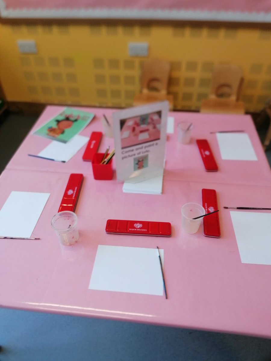 MissSharrard's tweet image. Some of the table tops in nursery this week. Two based on our story this week Lulu's first day,  one about sizes and one about colours. @winston_way @
