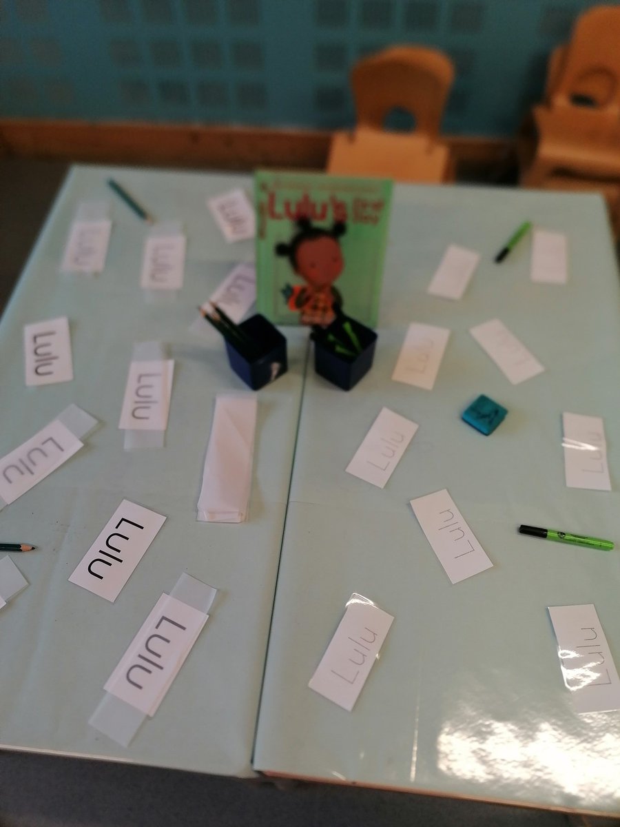 MissSharrard's tweet image. Some of the table tops in nursery this week. Two based on our story this week Lulu's first day,  one about sizes and one about colours. @winston_way @