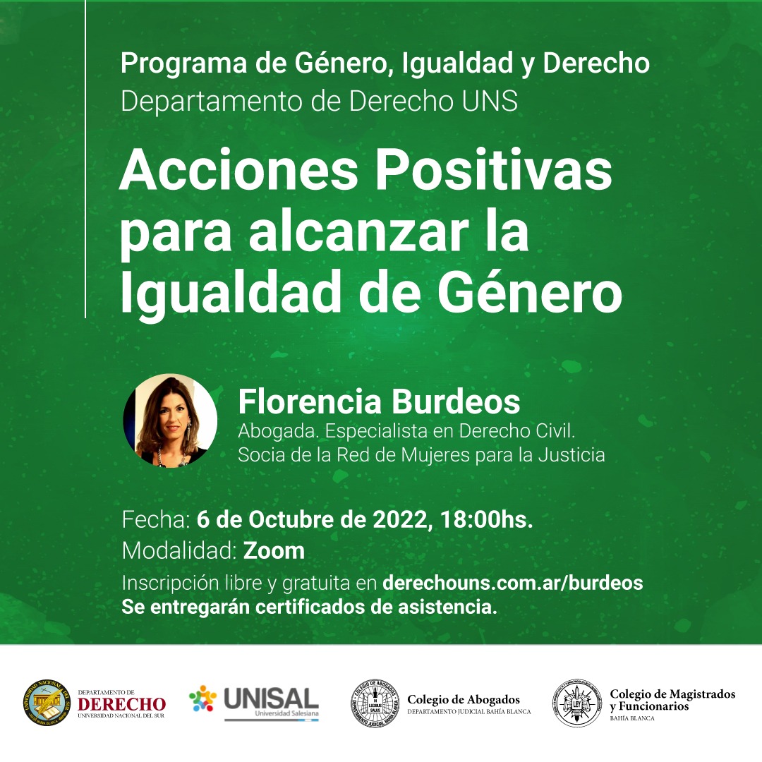 🟣Segundo encuentro del Programa de Género, Igualdad y Derecho: "Acciones Positivas para alcanzar la Igualdad de Género"

ℹderechouns.com.ar/burdeos

#DerechoUNS 
#igualdaddegénero