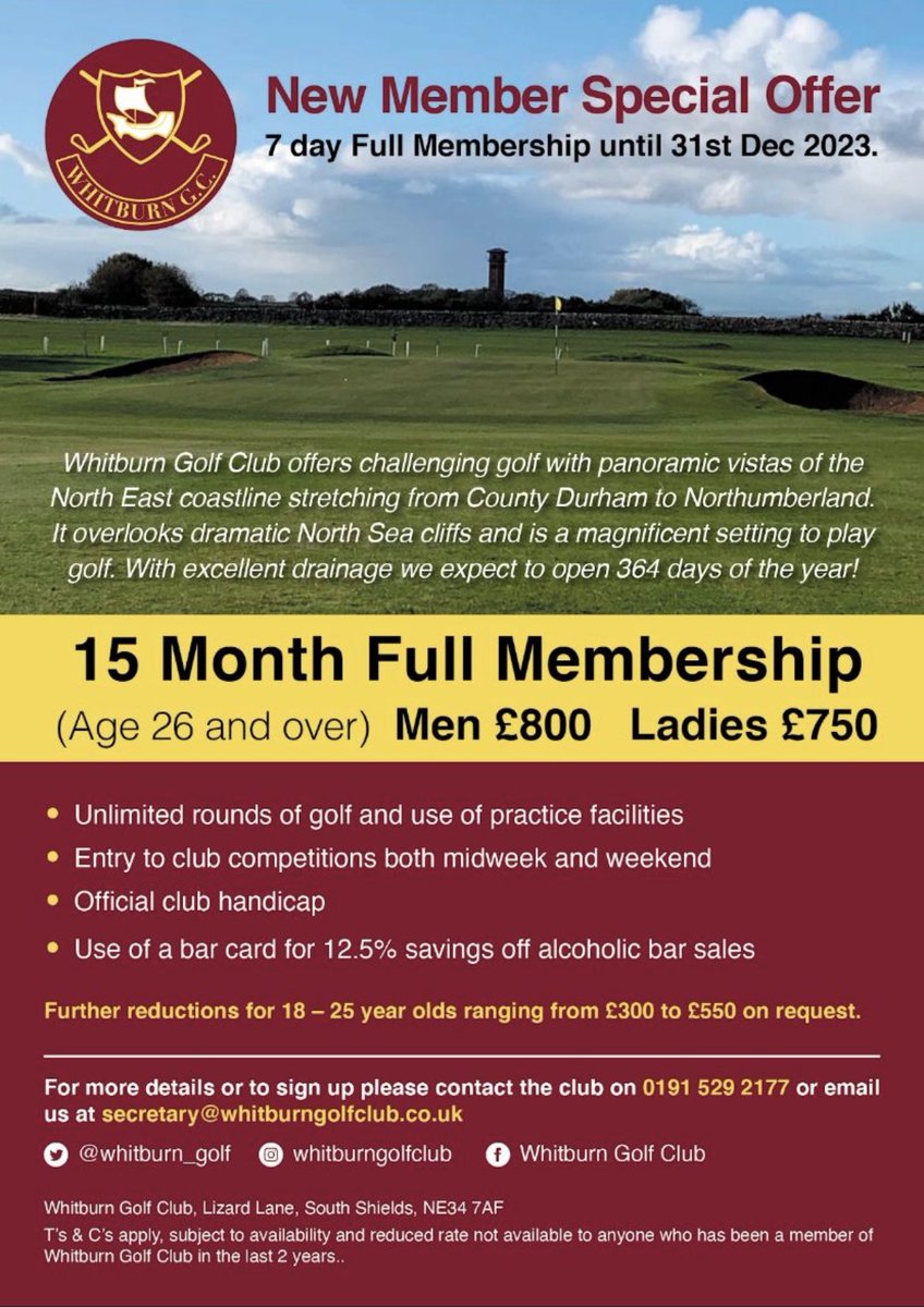 Looking for somewhere to play over this winter and into next year? See our new 15 month membership offer⛳️🏌🏾‍♂️#golf