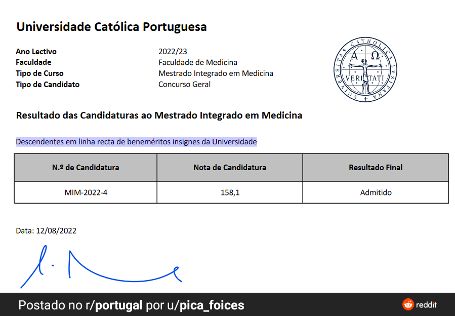 CEOdoSNS's tweet photo. A Católica Medical School tem vagas para "descendentes em linha recta de beneméritos insignes da Universidade". Finalmente a malta com vocação mas que não entra por centésimas pode tirar medicina. https://t.co/YYRsgQa4dd