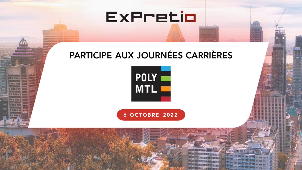 L'équipe ExPretio sera présente le jeudi 6 octobre prochain aux Journées Carrières de Polytechnique Montréal.

Venez nous rencontrer et en découvrir plus sur nos métiers et nos postes à pourvoir : lnkd.in/dDpQxRuJ

#ingénierie #polytechniquemontréal #montréal