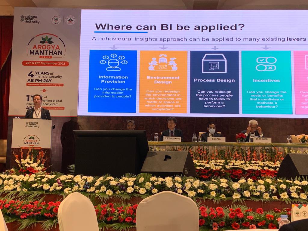 Discussing behavioural approaches to access, utilisation and quality of India’s PMJAY, the world’s largest government health insurance scheme. <a href="/AyushmanNHA/">National Health Authority (NHA)</a> #ArogyaManthan2022 #4YearsOfPMJAY #1YearOfABDM