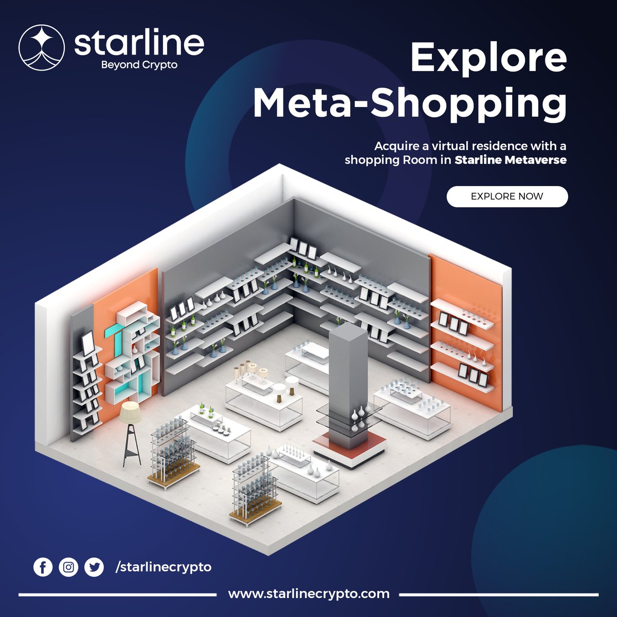 Starline_Crypto's tweet photo. Start shopping in the Metaverse. Set up your own Metaverse store for digital products at Starline Metaverse. Find all the assets you purchased in your shopping room. 

Acquire your virtual property on Starline Metaverse. https://t.co/HLpBCgmlqW