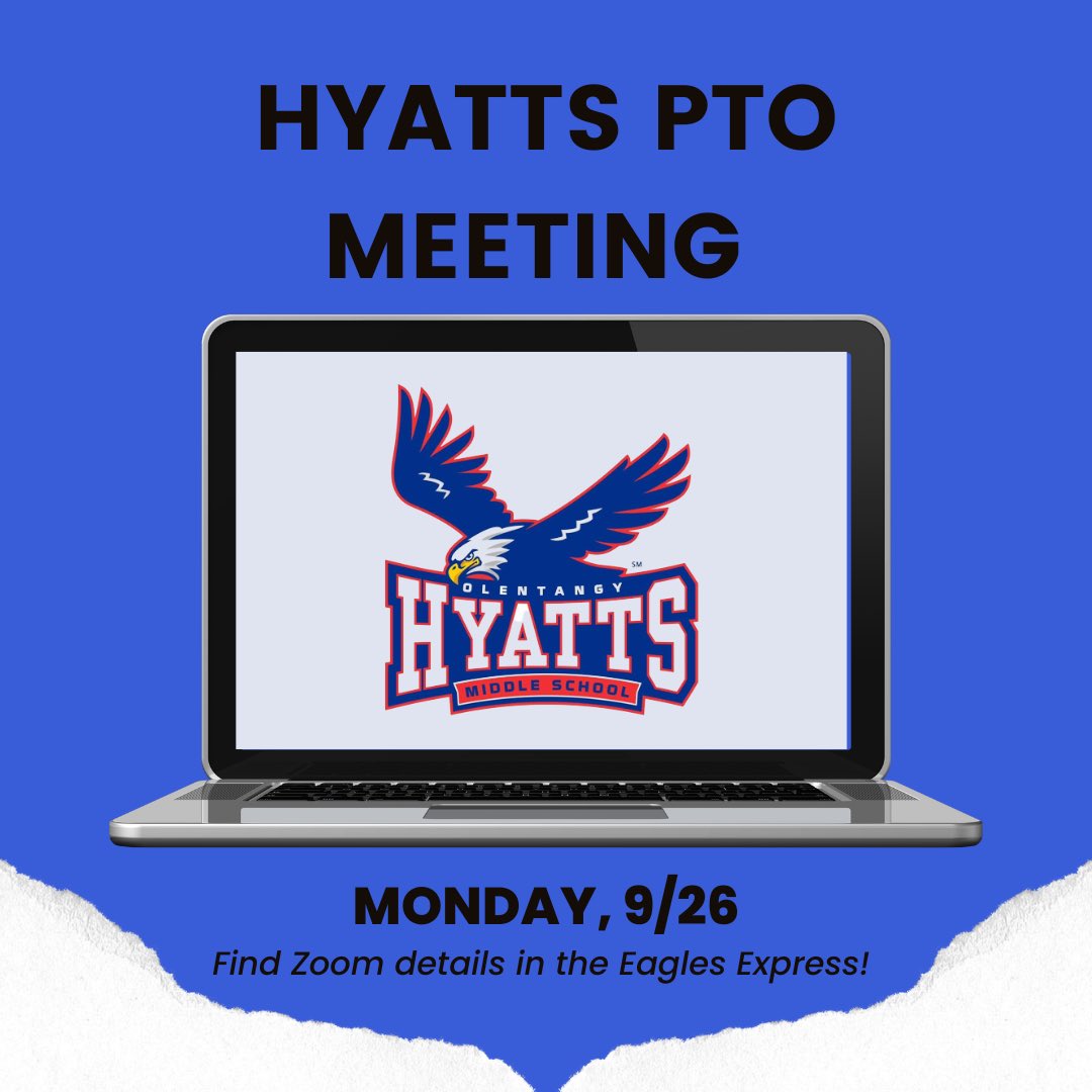 HyattsPTO's tweet photo. Join us TONIGHT, 9/26, at 7pm for the September PTO meeting! You can find the Zoom details in the latest Eagles Express. https://t.co/YZIToQOdoZ