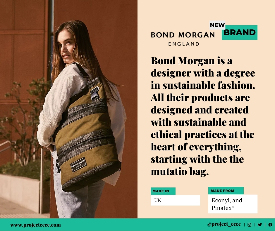 Project_Cece's tweet photo. ✨ New: @BondMorgan ✨ 
Bond Morgan creates ethical and sustainable fashion items, starting with the multifunctional Mutatio bag. This extremely versatile  bag is:
🤝 Made in Leicester, UK.
♻️ Made from sustainable materials.
🌱 Completely vegan.
https://t.co/3VlVE3ZAfD https://t.co/dZKvl4EexE