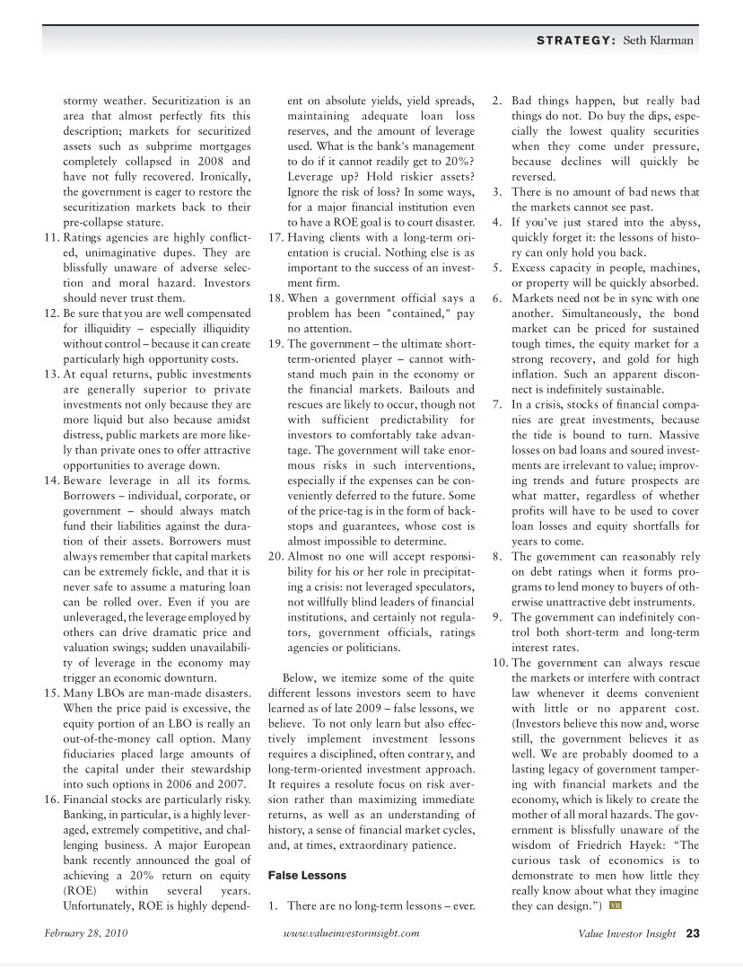 F_Compounders's tweet photo. The Forgotten Lessons of 2008 by Seth Klarman of Baupost Group. https://t.co/HxHwZ47OZP