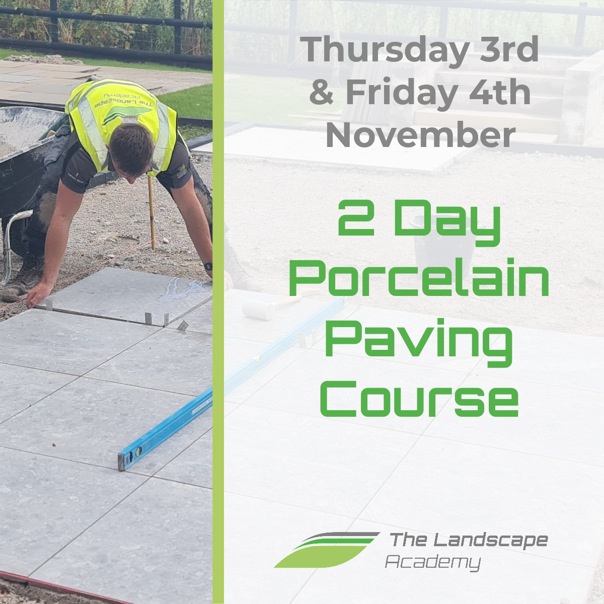 Our Porcelain paving course running on 27th &amp; 28th Oct has sold out already! We've added an extra date the following week, 3rd &amp; 4th Nov. Don't miss out, contact us today to book your place.   #pavingtraining #lantra #porcelainpaving 
ow.ly/U9bw50KS3bz