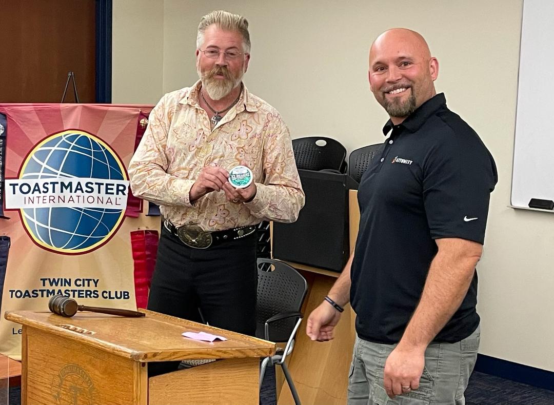 twincitytm's tweet photo. Look What Happed at Twin City Toastmasters!

Congratulations to Dan Wilkinson on completing his Ice Breaker speech.

See what Toastmasters is all about.  We meet every Tuesday evenings at 7pm.
Visit https://t.co/DeHF6SrMY9 for meeting details. https://t.co/ed0zwPg1Qj
