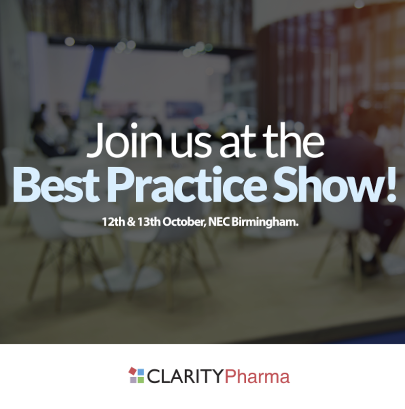 ClarityPharma's tweet photo. We're delighted to be making an appearance at this year's Best Practice Show, held on 12th and 13th Oct in Birmingham. The show offers us the opportunity of showcasing our wide ranging capabilities and how they can benefit your business. Read more here: https://t.co/s9mNCziiMD https://t.co/e6n75tlpMM