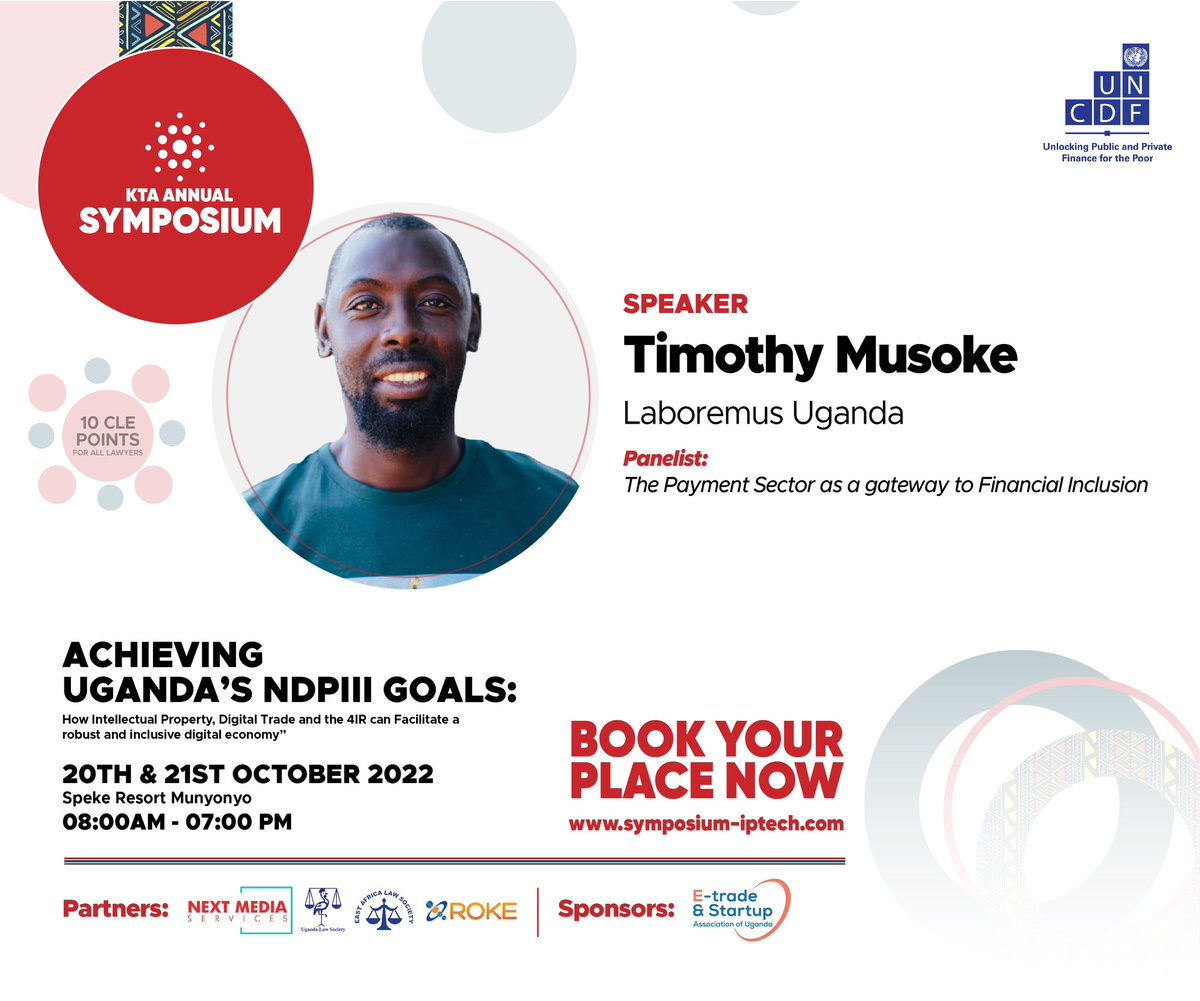 KTA Advocates (@kta_law) on Twitter photo .<a href="/timothymusoke/">Timothy Musoke</a>, Co- Founder & CEO at <a href="/LaboremusUganda/">Laboremus Uganda</a> will be part of the panel on "The Payment Sector as a gateway to Financial Inclusion" at the #KTASymposium
For the last 4 years, he has worked to accelerate financial inclusion by helping financial institutions go digital. .<a href="/timothymusoke/">Timothy Musoke</a>, Co- Founder & CEO at <a href="/LaboremusUganda/">Laboremus Uganda</a> will be part of the panel on "The Payment Sector as a gateway to Financial Inclusion" at the #KTASymposium
For the last 4 years, he has worked to accelerate financial inclusion by helping financial institutions go digital.