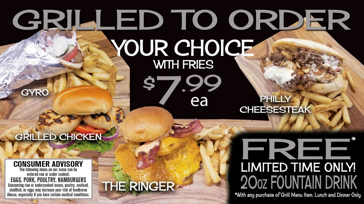 🆕 Visit your local Cosentino's Market to order one of our freshly prepared grill menu items. Each item comes with fries and a 20oz drink for only $7.99!