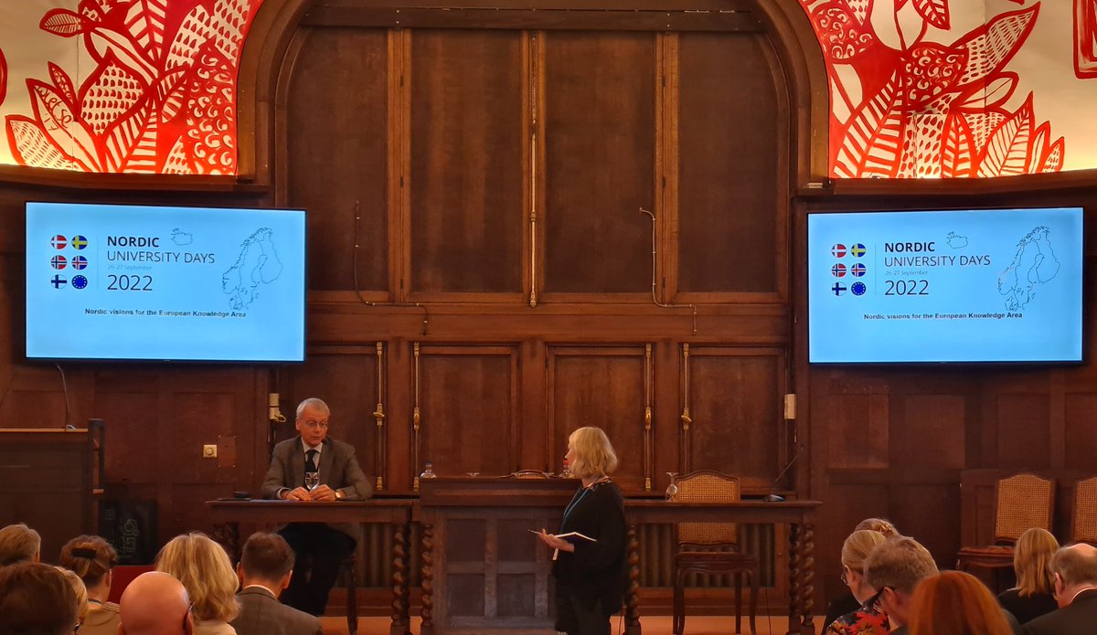 Deputy Permanent Representative of Sweden to the #EuropeanUnion <a href="/TorbjornHaak/">Torbjörn Haak</a> on Visions for 2030: European Research, Innovation &amp; Education. Currently "in the 'hot seat'" for a Q&amp;A with questions from moderators Agneta Marell &amp; Hans Adolfsson and the #NordicUniDays participants