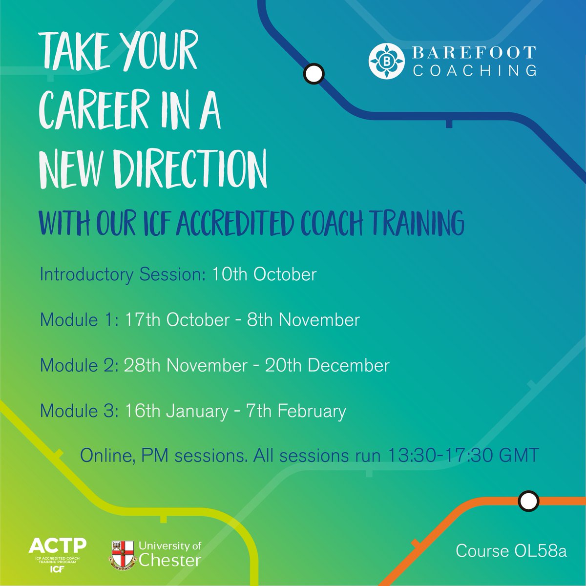 Calling all international delegates 📢, this is the UK calling 📞. 

Our internationally accredited coach training programme is now available to attend in the afternoon! Perfect for those in other time zones 🌎.

Where will the Barefoot line take you? bit.ly/3phoEOG