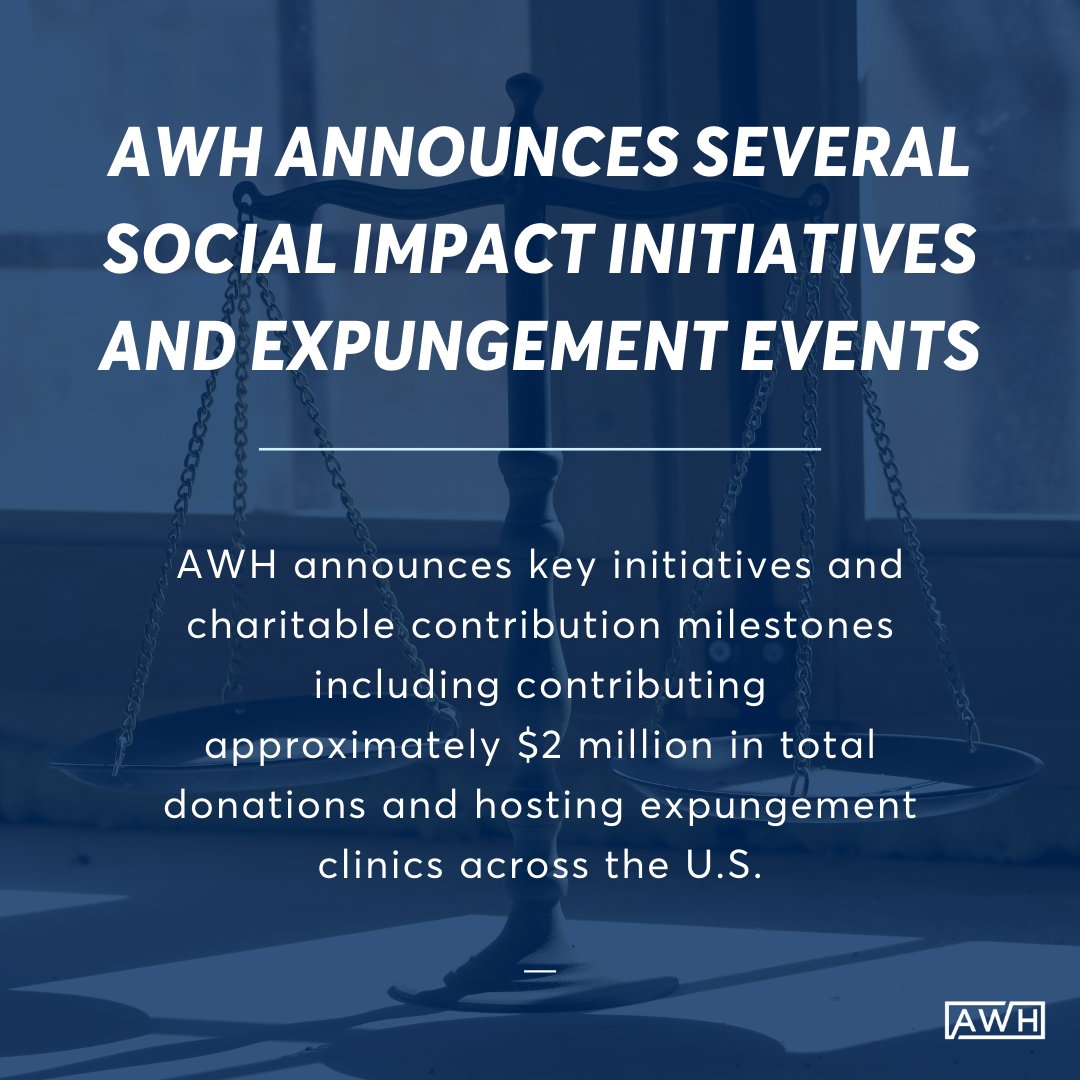 AscendHoldings's tweet photo. We're excited to share this announcement in honor of National Expungement Week. Stay tuned throughout the week as we share more information about AWH’s expungement events, social impact initiatives, partnerships and more. #LetsAscend $AAWH https://t.co/6evSZqzdMH https://t.co/BjhJU3wZO6