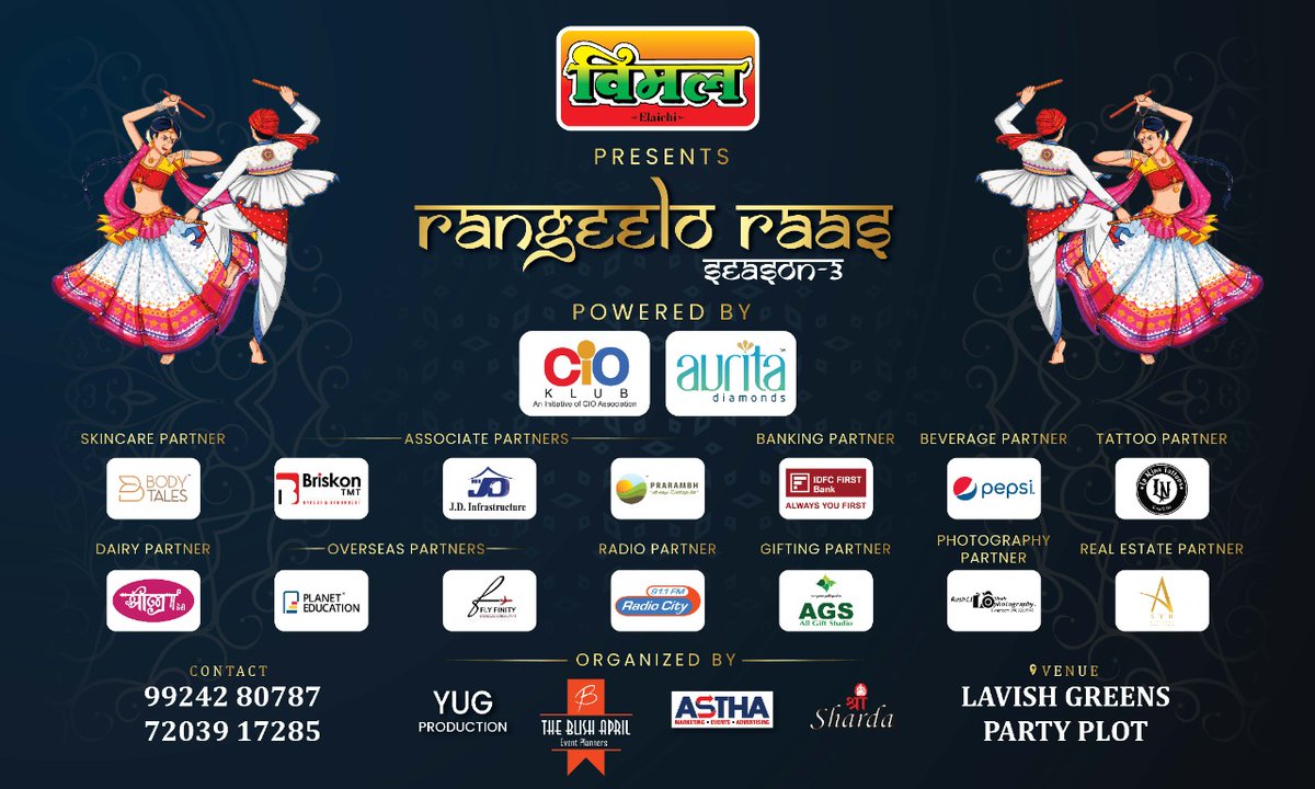 CIOAssociation's tweet photo. In continuance with the celebration of its 2nd Anniversary, CIO Klub is sponsoring “Rangeelo Raas Season 3” – a 9-day event to embrace the Navratri Vibes in a zealous mood.
#CIOKlub #CIOKlubAhmedabadChapter #Navratri #RangeeloRaas #NavratriVibes #FestiveCelebration https://t.co/om8YrSc5Qw