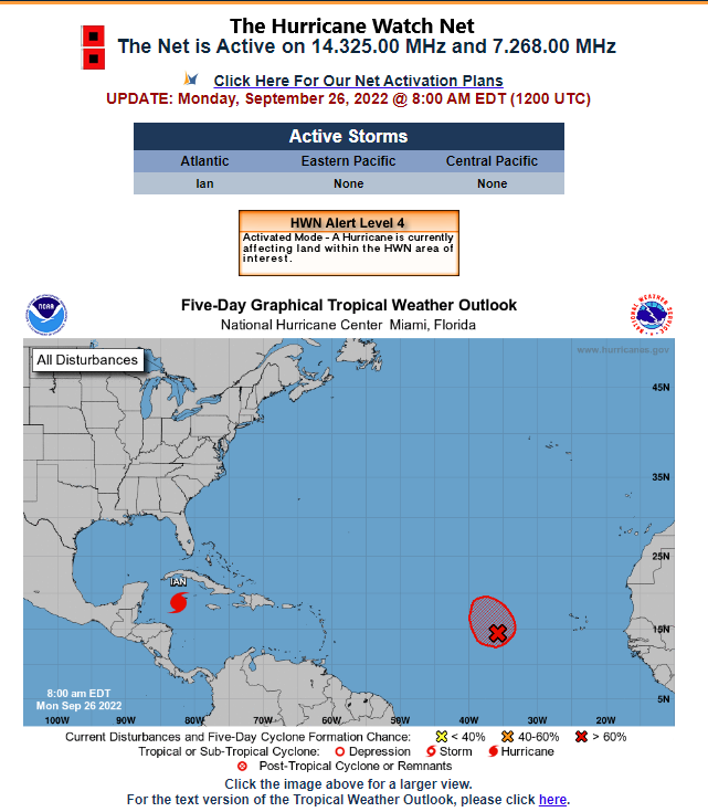 N4JAW's tweet photo. The Hurricane Watch Net #TheHurricaneWatchNet #HurricaneWatchNet is NOW ACTIVE #amateurradio #hamradio 14.325MHz and 7.268MHz See https://t.co/i2zJf6cVrn for more details. #winlink #emergencycommunications #EmComm #hurricaneivan https://t.co/mntqPBRHx9