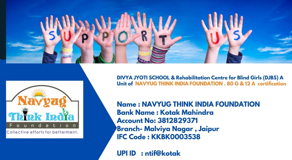 true_living____'s tweet photo. Guys... It's a NGO for Blind girls, plz do support of any amount u want...Your small effort can produce a big impact and Improves the life of those Childs who are not like Us and can't see the world as we.... Don't forget to share Screenshot
#Donation #NGO https://t.co/4xCQvRH6ZH