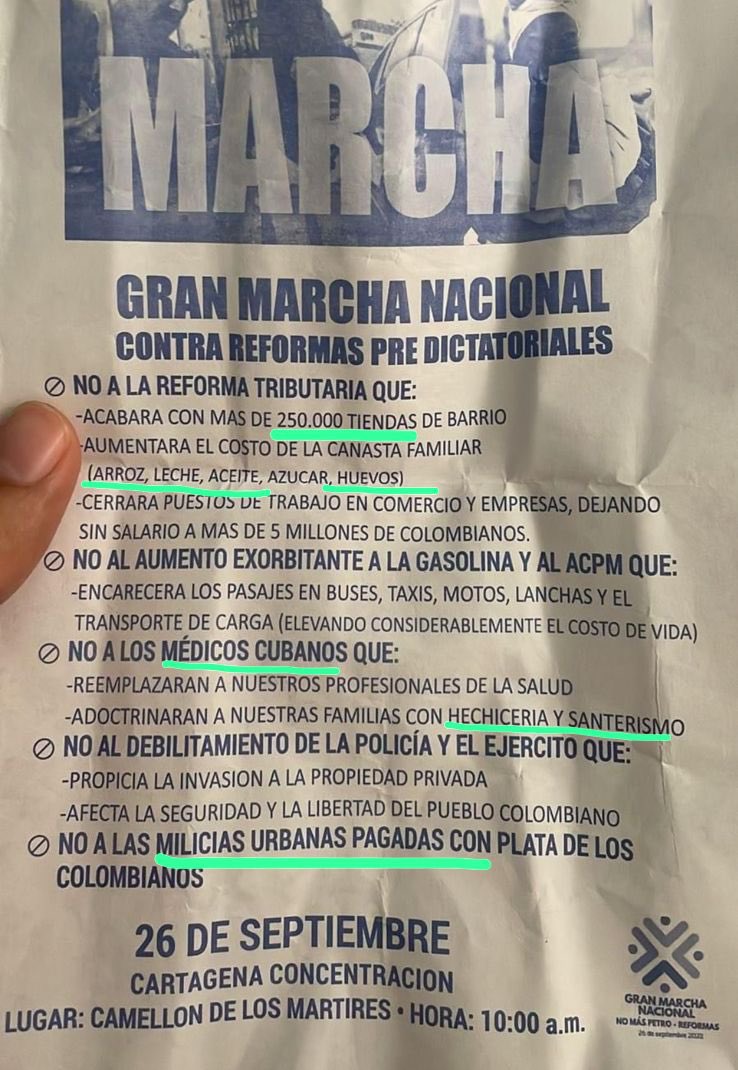 GustavoBolivar's tweet photo. #LosMalosSon
El CD repite la estafa del plebiscito, sacando la gente engañada a la calle.
Mentiras en panfletos:
—Aumento en precio de leche y huevos:
—Que pagamos milicias urbanas 
—Que acabaremos tiendas de barrio
—Que la gasolina subirá $6.500
—Sobre médicos cubanos
F A L S O https://t.co/12xA8bIq5h