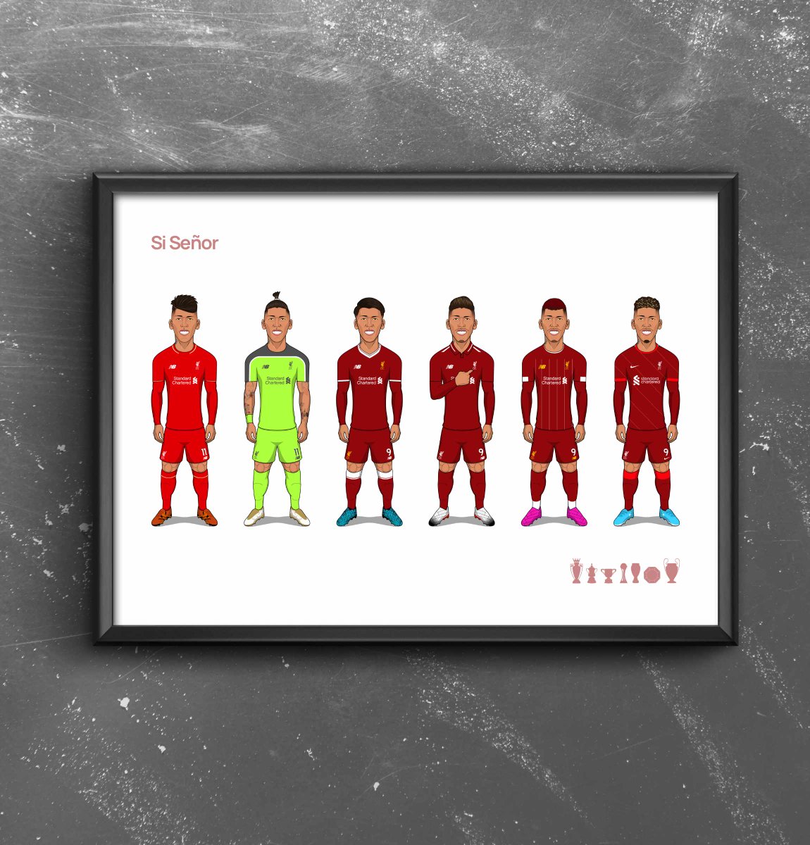 KarlThyer's tweet photo. ***NEW ARTWORK***

Si Señor - The Firmino Years is now on sale. 

https://t.co/H2zrvKoJvp

**Twitter Exclusive** 
The 1st 10 people to order this print will get a free "No Look Bobby" Beanie hat. 

RT Appreciated. 🙃 https://t.co/Xmogy4CBS5