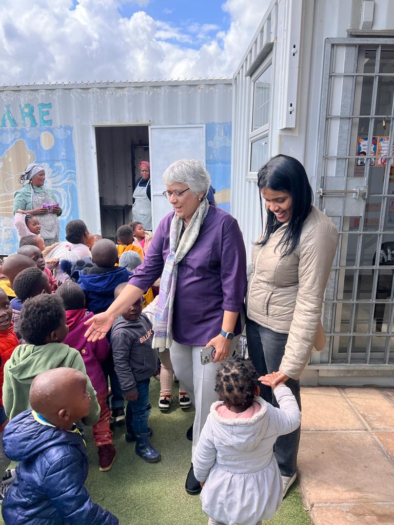 CiplaAfrica's tweet photo. Dr Raju, Cipla's global Head of HR, as well as Sanjivani, Cipla's Head of HR for the India business, were warmly welcomed by the children at our Ajuga ECD creche today. 
#caringforlife https://t.co/i3W7ePOxMH