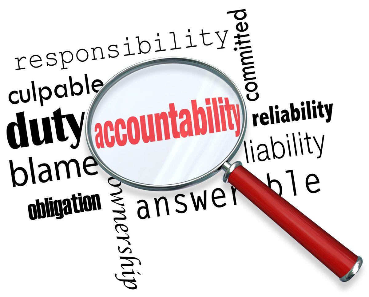 Public sector #accountability means that appropriate people are taking responsibility for working towards appropriately defined results. Accountability requires a process of continuous improvement, data-driven decision making, and transparency.