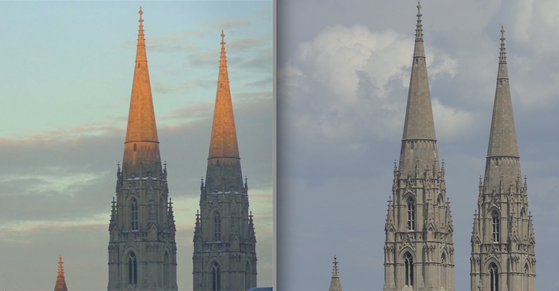 simplesue's tweet image. St. Paul's Cathedral Oakland, Pittsburgh. Sunset and overcast day, view from PAA, circa 2016... photo, Sue Hughes