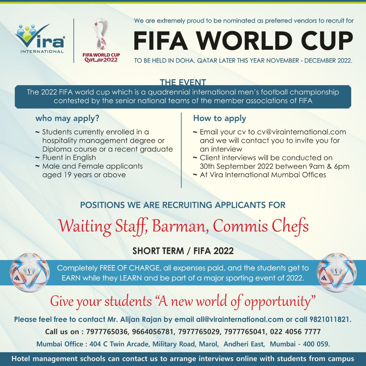 Vira_India's tweet photo. #Jobs #Recruitment #Jobsearch #Jobopportunity #Jobhunters #Jobvacancy #Openings #HospitalityJobs #Hospitality #DohaJobs #Doha #Waiter #Waiterjobs #Barman #BarmanJobs #Commi #CommiJobs #FreeRecruitment #ShortTermVisa https://t.co/cqhwkzLxTb