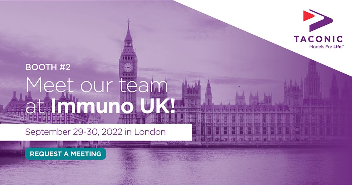 Taconic's tweet image. Are you attending #ImmunoUK in London this week? Visit the Taconic team at Booth #2 to discuss the critical role of humanized immune system mice in advancing #immunotherapy research.

Let's connect on your upcoming project: bit.ly/3RI8jPN
#London #preclinicalresearch