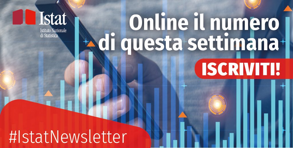 📖 Online #IstatNewsletter 

Inviata ogni lunedì, è uno strumento pratico per essere informati su tutti gli aggiornamenti del sito web istituzionale.

✅ Leggi il numero di questa settimana: 
👇
istat.it/it/archivio/27…

#istat