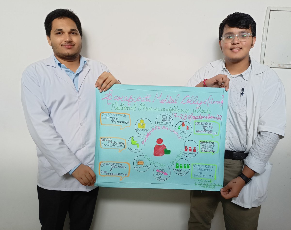 BVardwaj's tweet image. National Pharmacovigilance week (17-23 September 2022)
celebrated at Saraswati Medical College, Unnao 
Under guidance of @manchirajesh @IPC_Ghaziabad #Pharmacovigilance #medico