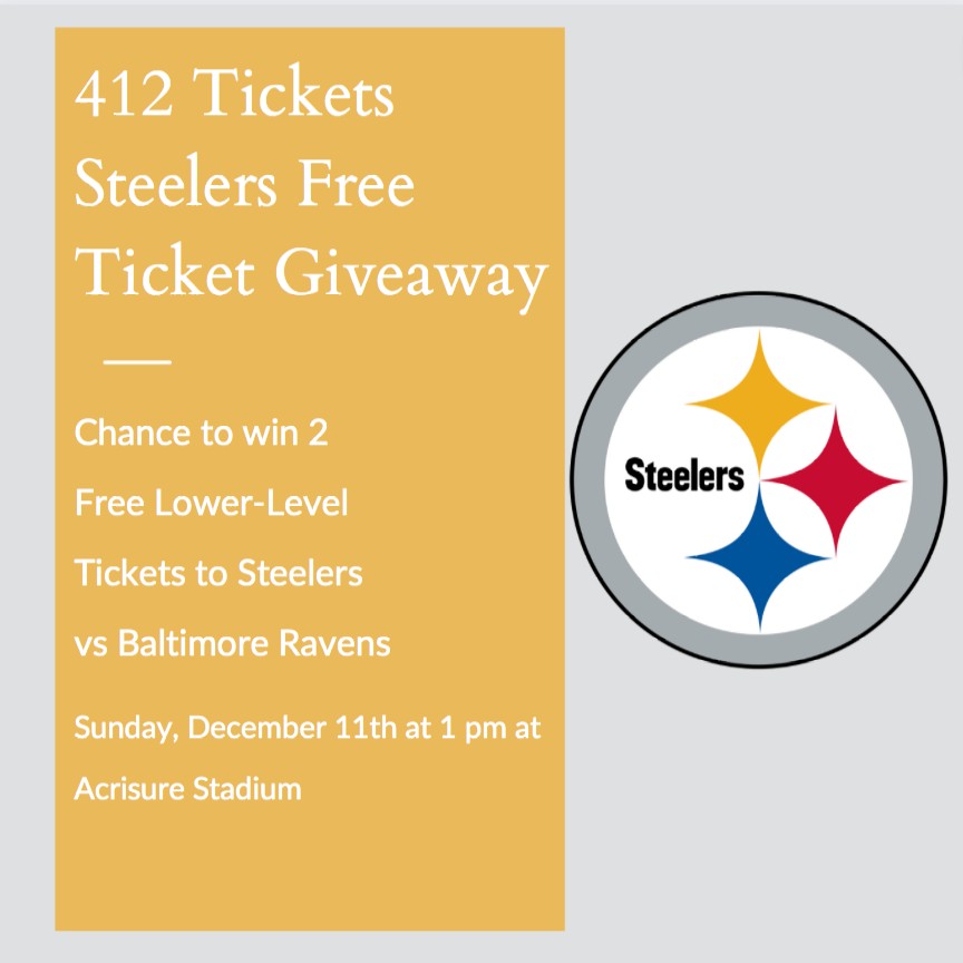 #SteelersTwitter, Our 20th #SteelersFreeTicketGiveaway
2 Free 100-Level Tickets #Steelers vs <a href="/Ravens/">Baltimore Ravens</a> Sun. 12/11
Giveaway Starts Now ends Mon 9/26 11:59 pm
To Enter: Follow, RT &amp; Tag 4 Friends
You can Enter on our Facebook &amp; IG <a href="/412Tickets/">412 Tickets</a> too
Winner Agrees Not to Resale Tix